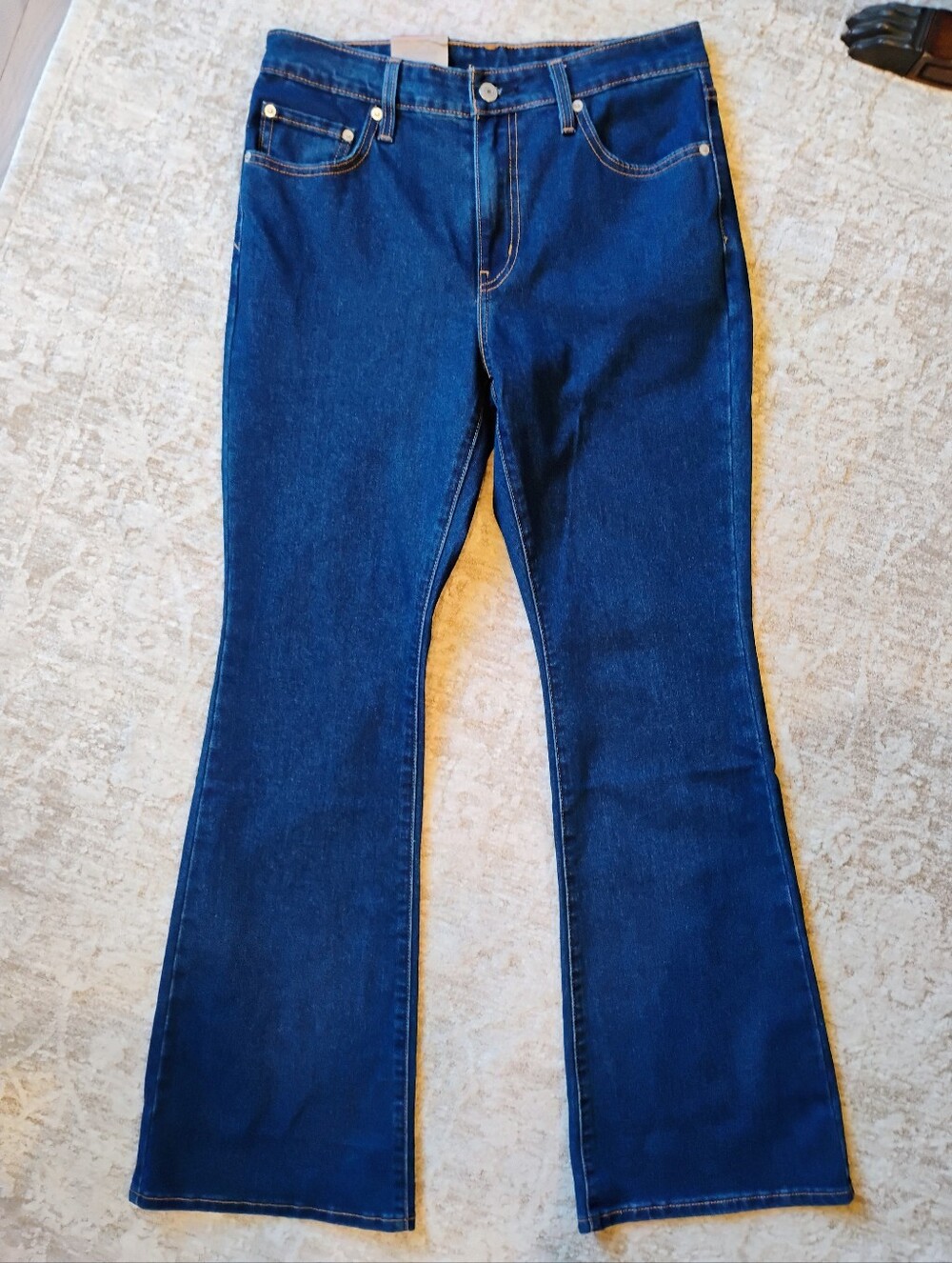 NWT 29x32 8 Tall Levi's 726 Flare Medium-Dark Wash Denim Jeans Stretch NEW